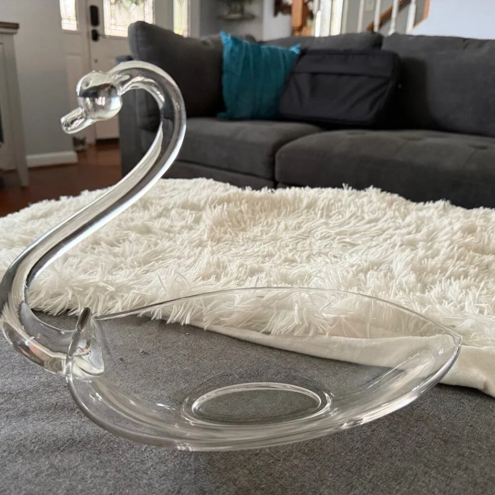 Vintage Glass Swan by Duncan & Miller, Candy/Trinket Dish